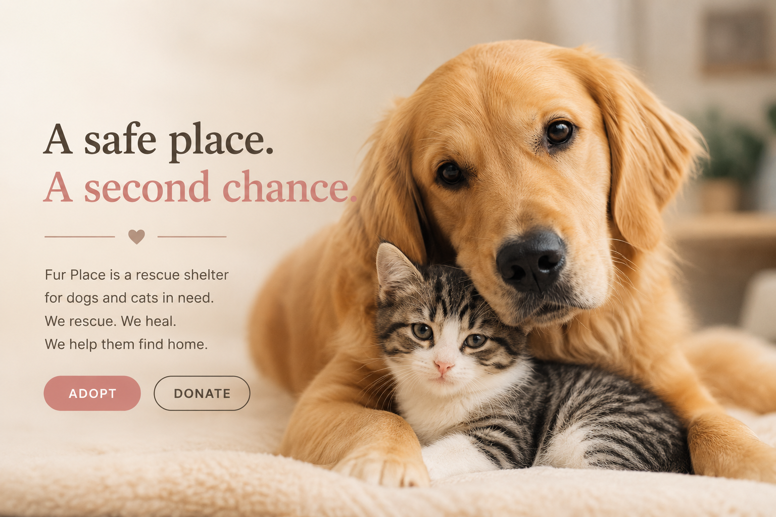 A rescued dog cared for by Fur Place